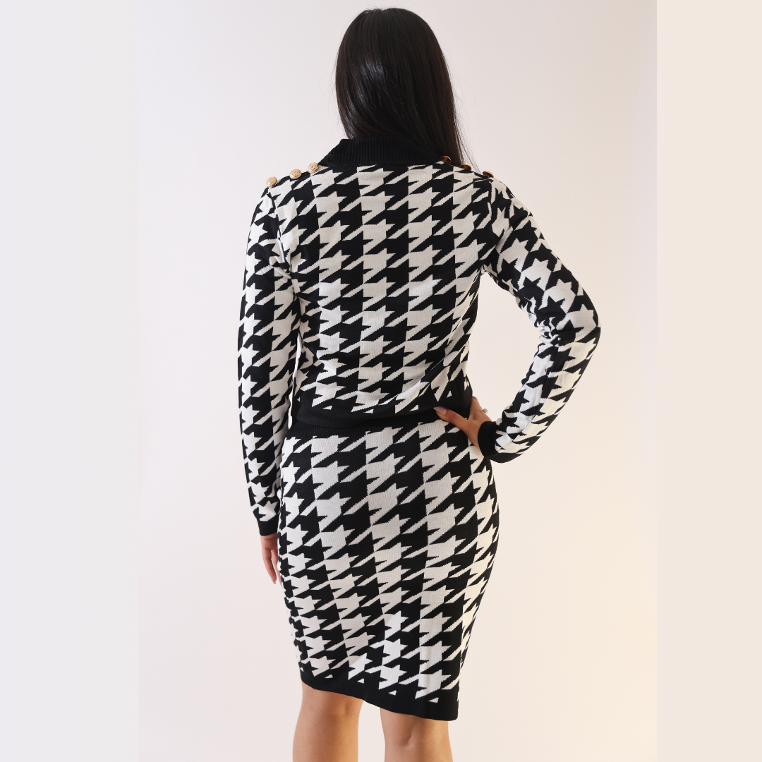 Check Sweater and Skirt Set