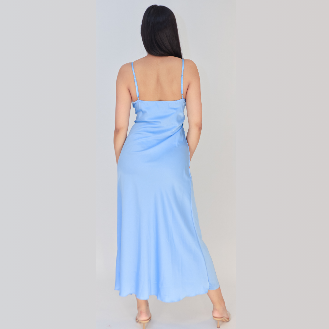 Satin Front Wrap Hem Cami Dress