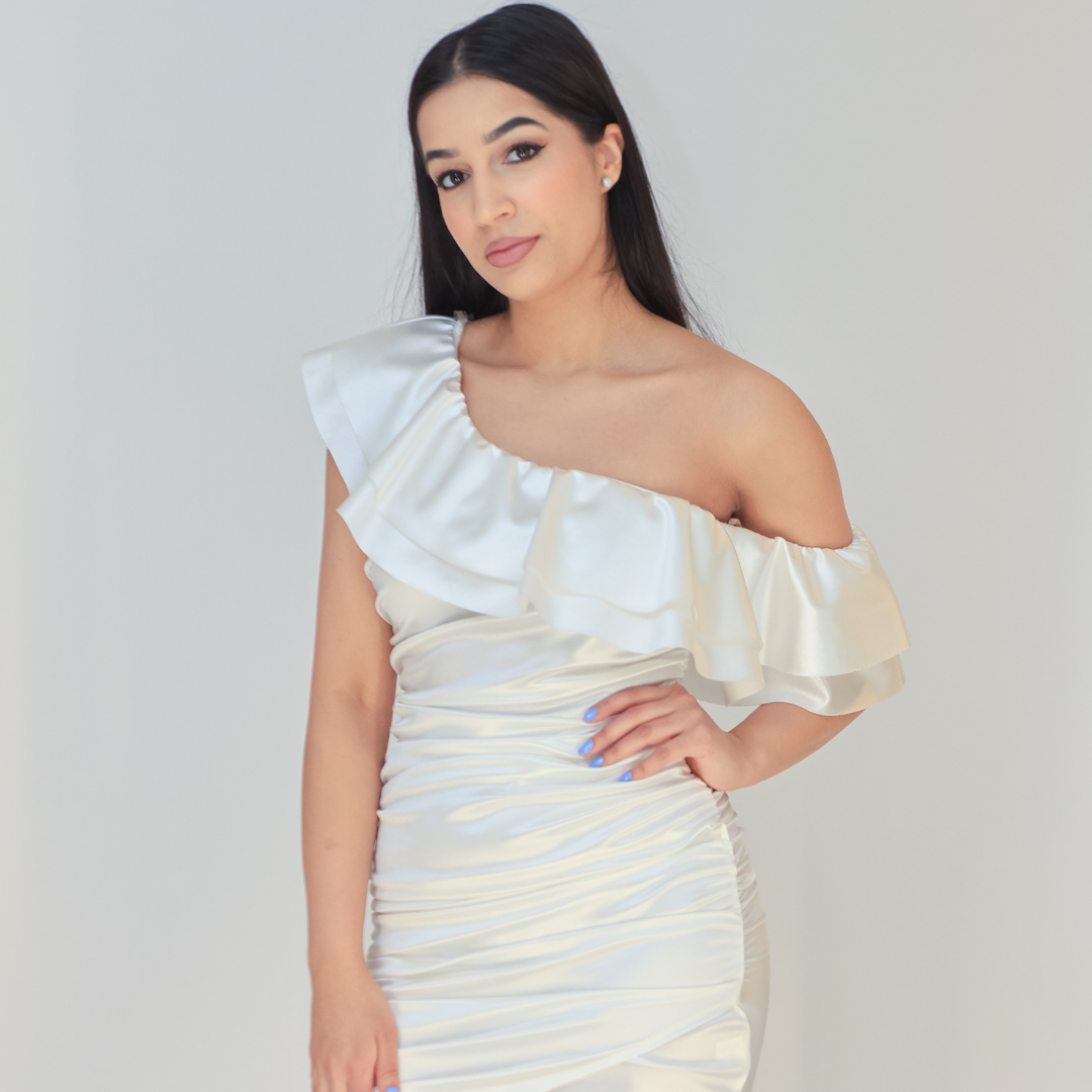 One Shoulder Frill Bodycon Dress – Fimonaa