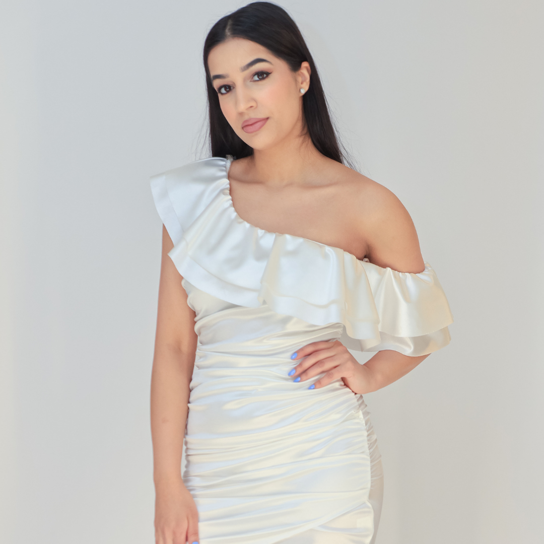 One Shoulder Frill Bodycon Dress