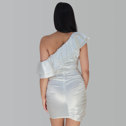 One Shoulder Frill Bodycon Dress