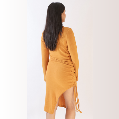 Side Knot Knitted Knee Dress