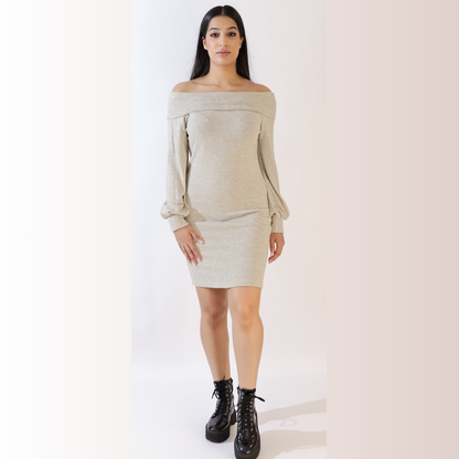 Off-shoulder Knitted Dress