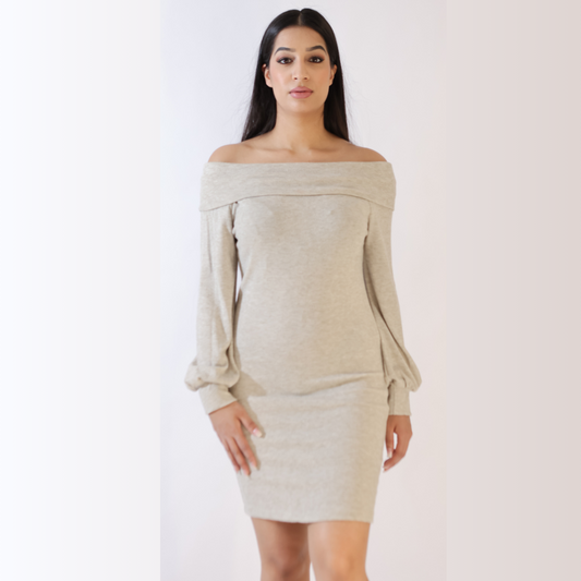 Off-shoulder Knitted Dress