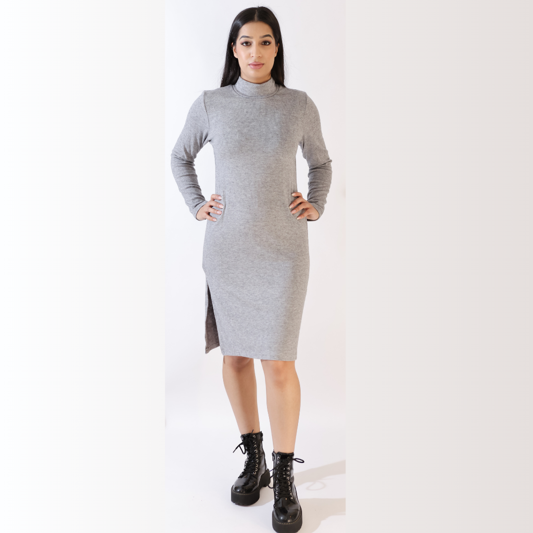 High Neck Knitted Dress