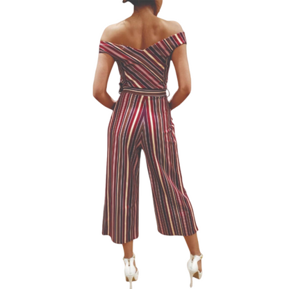 Striped belt-detailed Jumpsuit