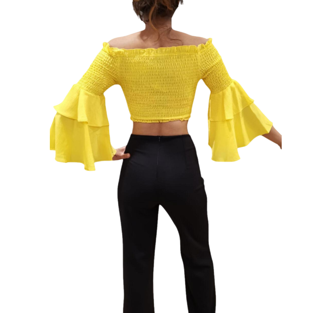 Yellow Frill Sleeve Top