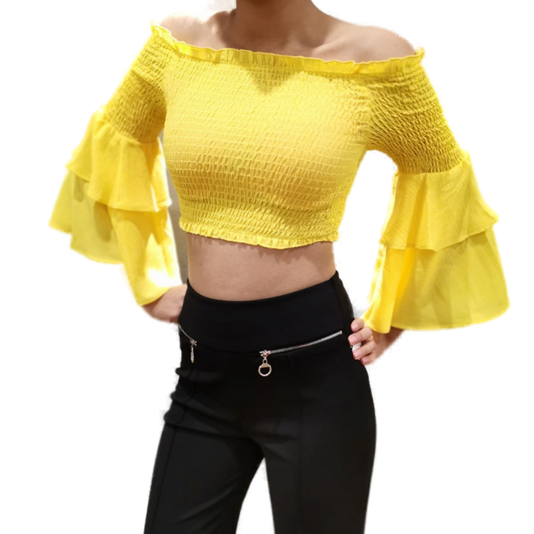 Yellow Frill Sleeve Top