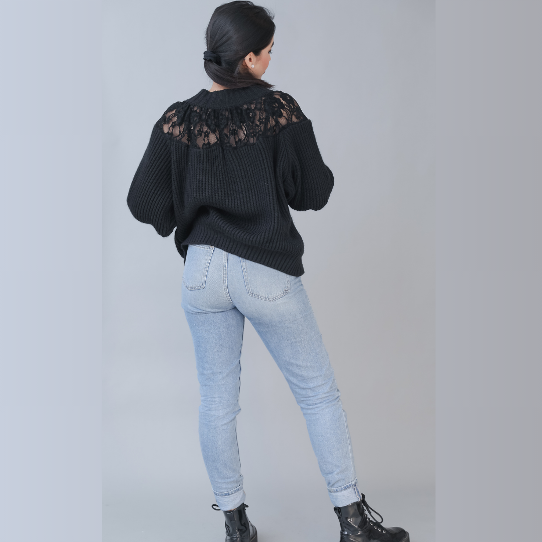 Laced Neck Knitted Top