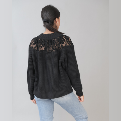 Laced Neck Knitted Top