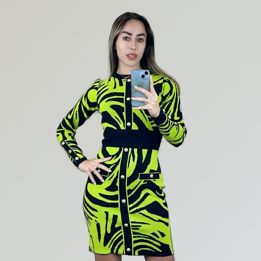 Zebra Print Knitted Dress