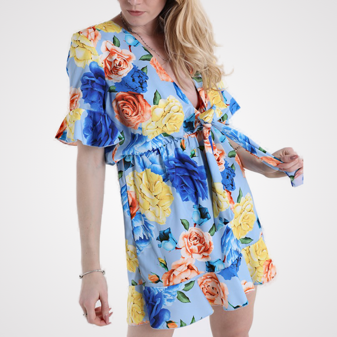 Floral Print Knotted Dress